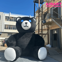 Ours géant gonflable noir en peluche de 3 m – Décoration de Noël, accessoire de dessin animé pour centre commercial et événements extérieurs de fin d'année