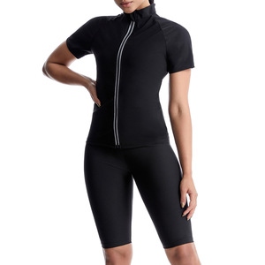 Miglior Completo Modellante <span class=keywords><strong>Dimagrante</strong></span> con Cerniera Bianca e Colletto Alto, Set di Pantaloncini da Donna per Fitness e Esercizio a Casa - Product Image 2