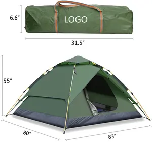3-4人自动户外2层野营帐篷轻松即时设置便携式背包帐篷