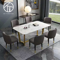 Table de salle à manger de luxe italienne OKI ALT15, meubles de maison, pieds en acier inoxydable doré, table rectangulaire moderne pour dîner
