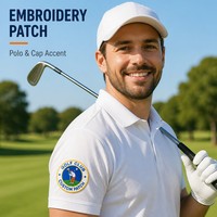 Badge personnalisé pour golfeur, motif swing, brodé, thermocollant, avec fixation auto-agrippante, pour sac de golf, casquette, t-shirt