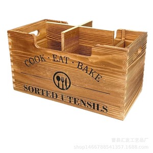 Solid <b>Wood</b> Cutlery Storage Box With Adjustable Compartments Multi Function Kitchen Organizer - Product Image 4