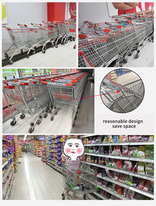 Chariots de courses en métal à pousser à la main, vente en gros d'usine, 4 roues - Product Image 5