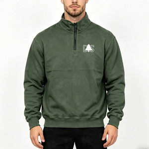 <span class=keywords><strong>Felpa</strong></span> da <span class=keywords><strong>Uomo</strong></span> Personalizzata con <span class=keywords><strong>Mezza</strong></span> <span class=keywords><strong>Zip</strong></span>, in Cotone, Spalle Cadenti, Ricamo 3D, Collo Alto, Casual, da Golf, con <span class=keywords><strong>Zip</strong></span> a Quarto, Vuota - Product Image 3