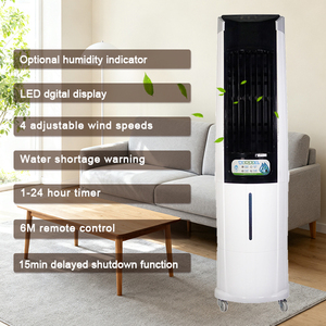 Ventilador Enfriador <span class=keywords><strong>de</strong></span> Aire Evaporativo con Pantalla LED Digital, 4 Ajustes <span class=keywords><strong>de</strong></span> Velocidad del Viento, Tanque <span class=keywords><strong>de</strong></span> Agua Desmontable <span class=keywords><strong>de</strong></span> 45L y <span class=keywords><strong>Base</strong></span> Elevada - Product Image 3