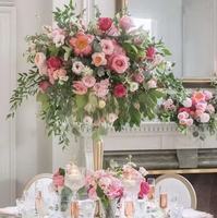 Décoration de mariage personnalisée, fleurs artificielles en boule, rose blush, boule de fleurs, centre de table de mariage pour la décoration
