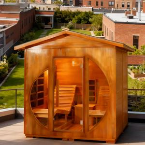 Sauna Eléctrica de Diseño Moderno para Exteriores, <span class=keywords><strong>Madera</strong></span> de <span class=keywords><strong>Cedro</strong></span> Rojo Sólido, Cuarto de Vapor Seco, Panel de Control Computarizado, Relajación con Vapor Seco para la Salud - Product Image 2
