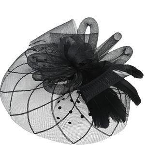 HZO-23020 <strong>Fascinators</strong> Hats Veil Mesh Feather <strong>Headband</strong> Tea Party Hat for Women for Wedding Cocktail Party, Black and <strong>White</strong> - Product Image 5