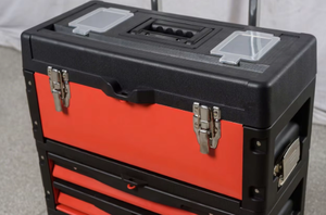 Caja de Herramientas con Asa Retráctil |   Maleta con Ruedas de Plástico Portátil de 3 Niveles |   Varilla Combinada Desmontable, Kit de Almacenamiento de Herramientas Manuales Portátil - Product Image 3