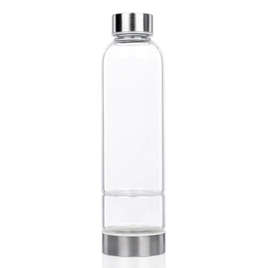 2024 populaire cristal pierre bambou verre eau potable tasse bouteille couvercle en bambou avec bande de main Logo personnalisé tasse à eau - Product Image 6