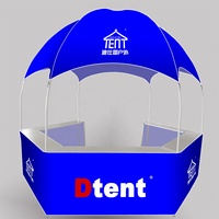 Tente publicitaire personnalisable Dtent, kiosque événementiel pop-up facile à monter, tente de salon professionnel, plateforme noire pour tente dôme