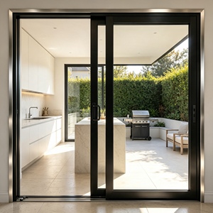 Porte coulissante en verre insonorisée en aluminium de style moderne, cloison commerciale personnalisée avec double vitrage trempé - Product Image 1