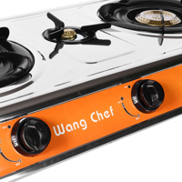 Cuisinière à gaz GPL 3 brûleurs avec panneau supérieur en acier inoxydable et brûleurs en acier