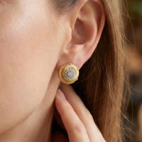 Boucles d'oreilles vintage fleuries plaquées or 18 carats avec zircons pour femme, cadeau de luxe léger et tendance