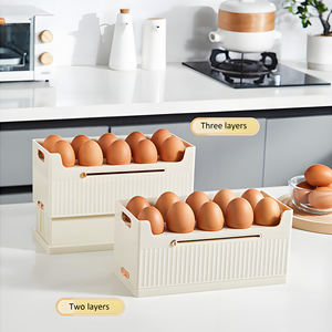 Boîte <span class=keywords><strong>de</strong></span> rangement pour œufs pliable à 3 couches, support pour œufs <span class=keywords><strong>de</strong></span> réfrigérateur avec échelle <span class=keywords><strong>de</strong></span> temps pour <span class=keywords><strong>l</strong></span>'utilisation alimentaire - Product Image 4