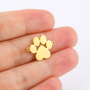 Venta al por mayor encanto de acero inoxidable chapado en oro <span class=keywords><strong>pata</strong></span> encantos conectores para DIY joyería collar pulsera fabricación - Product Image 1