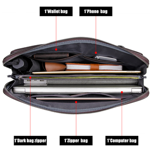 Maletín de Negocios para Hombre, Bolsos de Mensajero de Cuero, Maletín de Cuero Genuino para Hombre, Bolso de Mano para Oficina y Abogado, para Portátil de 14 Pulgadas - Product Image 4