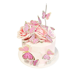 ท็อปเปอร์เค้กผีเสื้อพิมพ์ลายทองคำเปลว น้ำผึ้งและรสหวาน ของตกแต่งเค้กแบบเสียบ 250 กรัม อะคริลิค - Product Image 5
