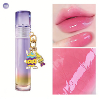 Bracelet porte-clés végétalien avec gloss à lèvres teinté glamour en cristal minéral, logo personnalisé, huile à lèvres hydratante hautement pigmentée