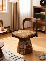 Chaise de salle à manger pivotante en tissu floral vintage, dossier en bois massif, chaise de loisirs rotative pour la maison, le restaurant, la cuisine