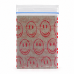 Sachet mini-zippé en LDPE transparent avec impression graphique « Smile », facile à sceller, pour confiseries, boulangeries, snacks sucrés, importateurs de nouveautés - Product Image 1