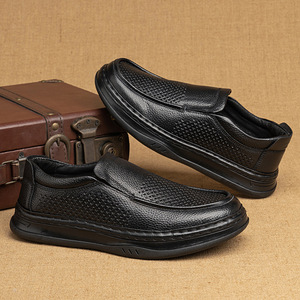 Mocassins en cuir véritable pour hommes, bout rond, à enfiler, respirants, chaussures décontractées d'été, semelle extérieure en caoutchouc, semelle intermédiaire en EVA - Product Image 2