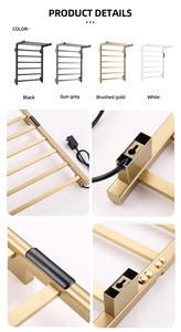 Toalleros de baño negros inteligentes montados en la pared, <span class=keywords><strong>toallero</strong></span> eléctrico, estante secador calentado para baño con diseño de termostato dorado - Product Image 6