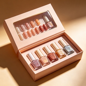 Boîte cadeau magnétique sur mesure pour vernis à ongles, coffret d'emballage de luxe en papier pour flacons vides de gel de soin des ongles - Product Image 1