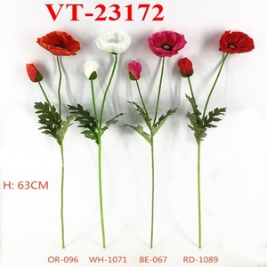 2025 PLUS NOUVEAU 63CM POLYESTER ARTIFICIEL UNIQUE SPRAY DE POPPY X2 - Product Image 2
