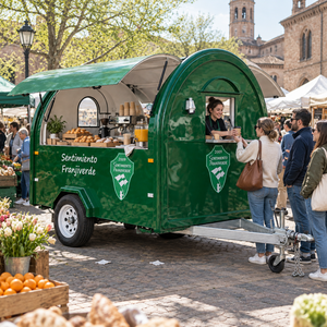 Remorque alimentaire compacte rétro personnalisée avec deux fenêtres de service, chariot de concession remorquable pour café et snacks, idéal pour les événements extérieurs - Product Image 1
