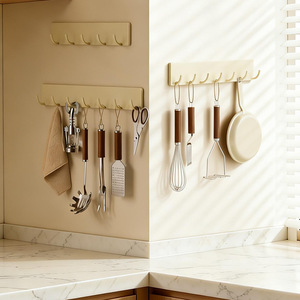 Kitchen Hooks Wall Mounted Adhesive No Drill Punch Free Rectangle Shape For Kitchen Utensils Storage - Product Image 1