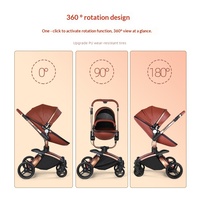 Poussette bébé 3-en-1 à vue haute avec cuir PU, pivotant à 360 degrés, réglable assis-couché, absorption des chocs bidirectionnelle (Modèle AB906)