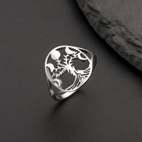 Bague Myshape Phase de Lune Arbre de Vie en Acier Inoxydable pour Femme et Homme, Bijou Amulette Wiccan, Cadeau, Vente en Gros