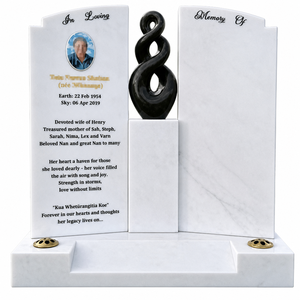 Pierre tombale personnalisée en granit noir Luca, monument funéraire polynésien néo-zélandais avec piliers et bordure, <span class=keywords><strong>plaque</strong></span> commémorative pour <span class=keywords><strong>cimetière</strong></span> - Product Image 4
