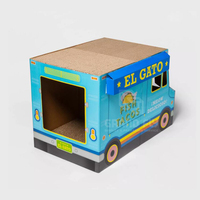Individuelles Katzen-Spielhaus Blauer LKW Karton Katzen-Kratzbaum Spielhaus aus Pappe Katzenhaus aus Karton