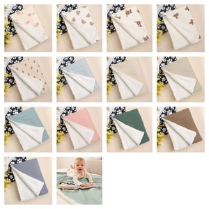 Enfants bébé couvertures unisexe nouveau-né doux pépinière berceau couvertures avec mousseline coton avant et pointillé polaire dos imprimé <span class=keywords><strong>lit</strong></span> jette - Product Image 3