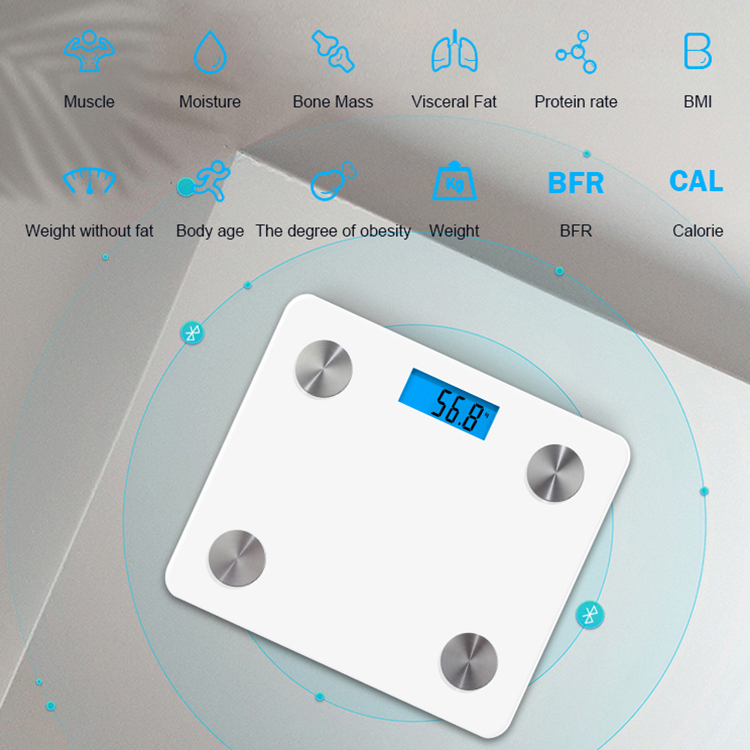 Bluetooth intelligent D'android d'ios humain numérique Échelle de graisse avec APPLICATION gratuite
