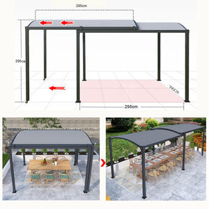 גן חיצוני עמיד למים פוליאסטר חופה hardtop ביתן שמש צל מתקפל מתכת נשלף 5.5m פרגולה - Product Image 1