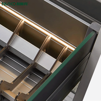 Panier coulissant en aluminium pour armoires de cuisine Porte-vaisselle à lumière LED et panier à tiroir de rangement