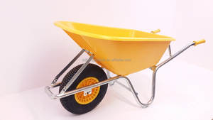 Brouette en plastique robuste de 100 litres avec plateau jaune à cadre en métal galvanisé pour la construction industrielle - Product Image 4