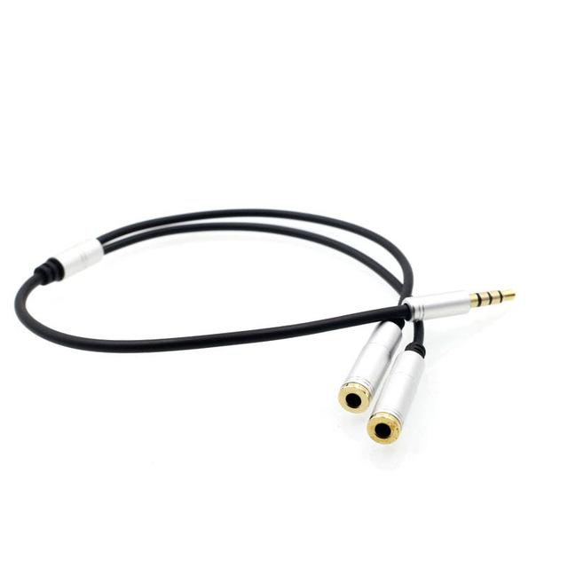 Metal 3.5mm audio stereo male to 2 female Splitter Cable 3.5mm 4-pole Extension Cable