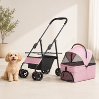 Poussette pliable pour animaux de compagnie avec sac de transport amovible, pliage à un bouton, rotation à 360° °   Poussette pour chien et chat avec roues pivotantes, fabricant OEM sur mesure