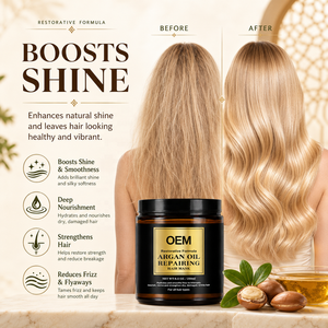 Mascarilla Capilar Reparadora de Aceite de Argán de Marca Privada 250ml Fórmula Restauradora Tratamiento Hidratante Profundo para Cabello Seco y Dañado OEM - Product Image 2