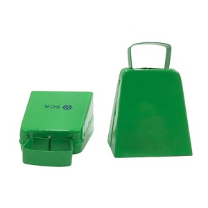 Campanas de vaca deportivas de <span class=keywords><strong>3</strong></span> pulgadas, Mini campanas de vaca de Metal impresas en color verde con Logo personalizado, venta al por mayor - Product Image 2