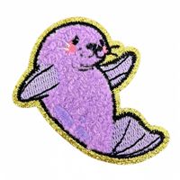 Patch thermocollant en chenille brodé, motif Dauphin, Tortue, Coquillage de plage, avec paillettes dorées, ambiance estivale