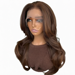Peluca Sintética Ombre con Ondas Suaves y Frente de Encaje 13x4, Resistente al Calor, con Línea de Cabello Natural para Mujeres Negras - Product Image 1