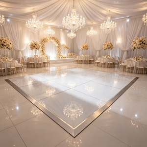 Pista de Baile de Madera Contrachapada Brillante de Alta Calidad con Bordes de Aluminio, Pista de Baile Portátil de Madera para Bodas y Eventos - Product Image 1