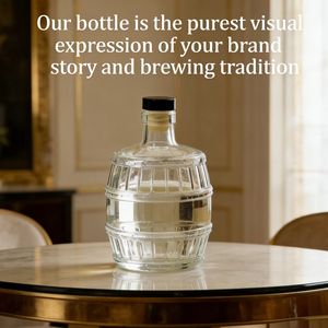 Bouteille en verre transparente personnalisée de 500 ml en forme de tonneau à vin vide avec bouchon couronne et impression de logo personnalisée pour la tequila - Product Image 3