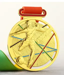 מפעל מותאם אישית פרס זהב מתכת כדורגל מדליות מדליית זהב עבור כדורגל