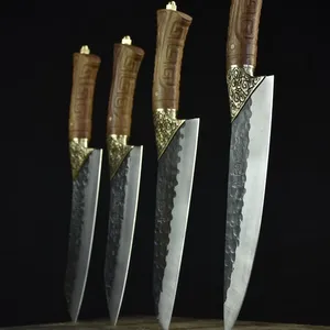 4 adet mutfak bıçağı seti paslanmaz çelik bıçaklar ve renk ahşap mutfak aksesuarları bıçak seti